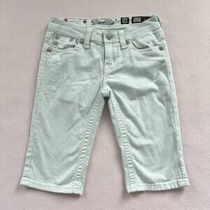 Miss Me Girl Icy Blue JK5633M4 Bermuda Bling Cross Stretch Denim Jean Short 16